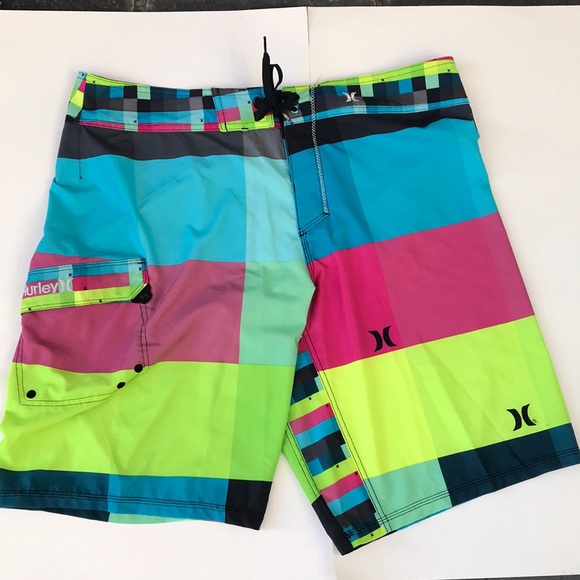 Hurley colorful board shorts with pocket SZ 36 - Picture 1 of 4